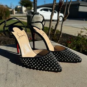 Christian Louboutin silver spiked women’s heels size 37 pre-owned